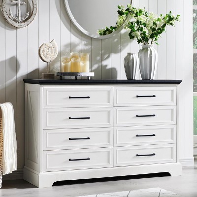 SinCiDo 8 Drawers Dresser for Bedroom, Farmhouse Wooden Chest of Drawer with Metal Handle, 52" W Rustic Drawer Organizer