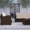 Merrick Lane 4 Piece Chocolate Brown Faux Rattan Patio Furniture Set with 2 Chairs and Sofa with Removable Beige Cushions and Table - 4 of 4