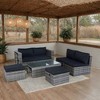 TIRAMISUBEST 6 Piece Patio Wicker Sectional Set Patio Backyard Conversation Set Space Saving Grey Wicker + Black Cushion - 2 of 4