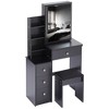 Gulches Compact Elegance Black Vanity  Tables Set with Sliding Mirror & Ample Storage simplified version - 2 of 4