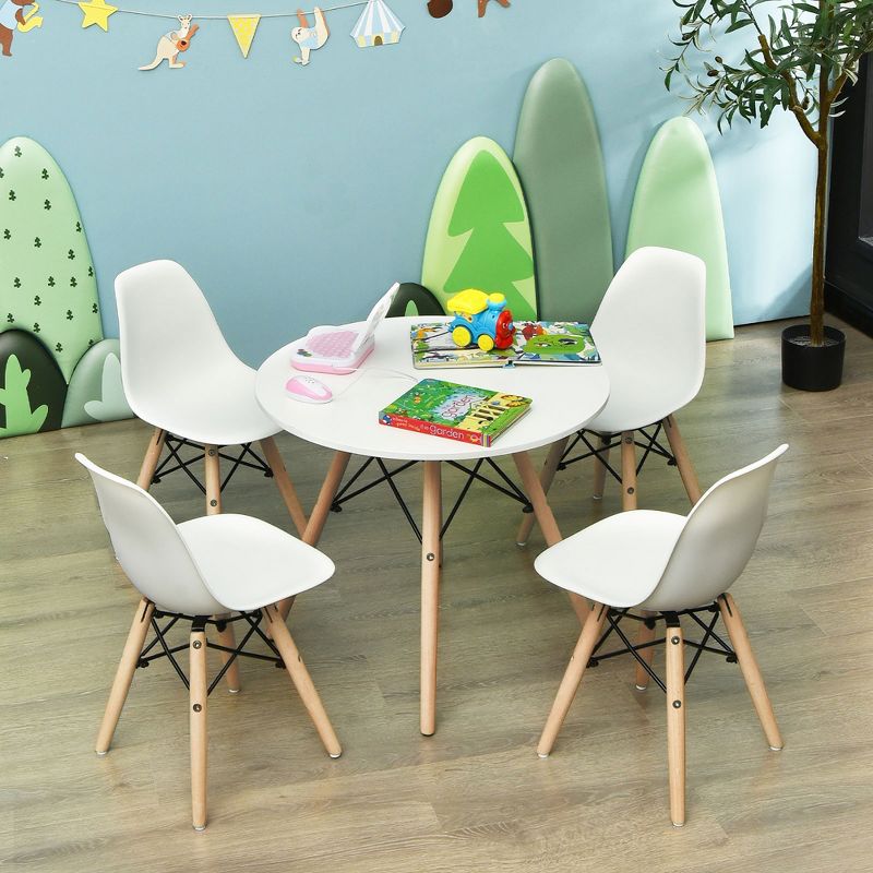 Costway 4 PCS Kids Chair Set Mid-Century Modern Style Dining Chairs w/ Wood Legs, 3 of 11
