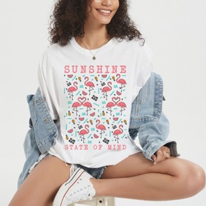 Simply Sage Market Sunshine State Of Mind Flamingo Fruit Garment Dyed Tee - 1 of 4