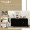 63.1" Modern Sideboard Buffet with 4 Wavy Slatted Doors, Solid Wood Legs, Metal Handles, Storage Cabinet for Dining, Living, Entryway - 3 of 4