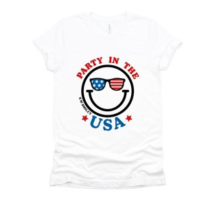 Simply Sage Market S.W.Smiley Party in the USA Smiley Face Short Sleeve Tee - 1 of 4