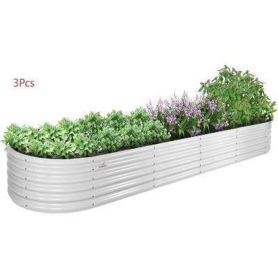 Chery Life 12X3X1.5 ft Galvanized Raised Garden Beds Outdoor, Oval Large Metal Planter for Planting Vegetables Flowers Herb, Gray