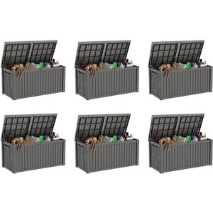 Sersper 180 Gallon XL Deck Box with Divider, Lockable & Waterproof Resin, Light Gray - For Patio Furniture & Tools (6 Pack) - 1 of 4