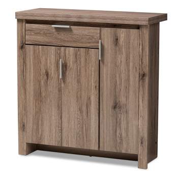 Laverne Modern and Contemporary Oak Finished Shoe Cabinet Brown - Baxton Studio