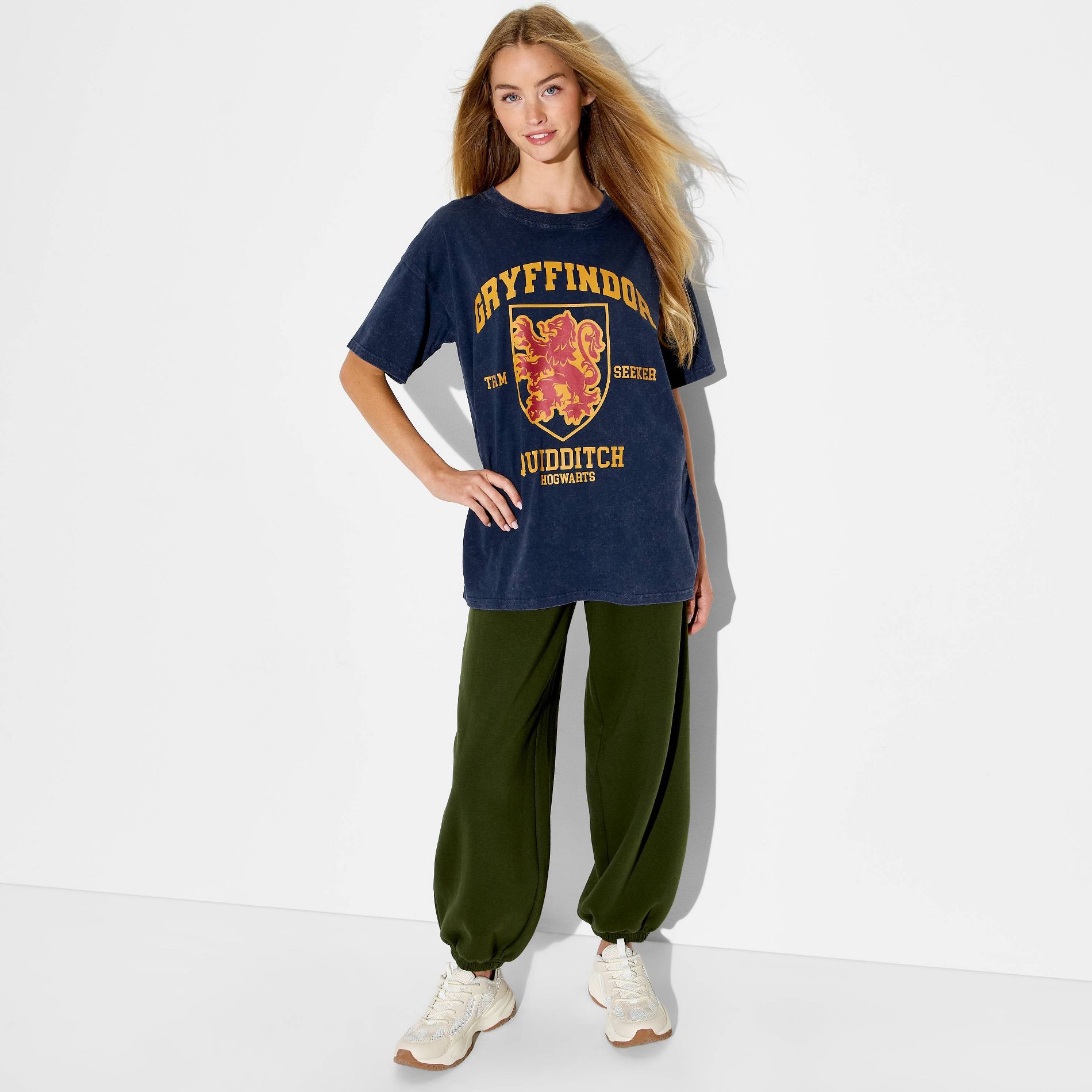 Women's Harry Potter Gryffindor OS Short Sleeve Graphic T-Shirt - Navy Blue