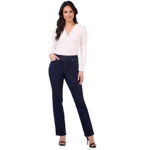Rekucci Women's Secret Figure Pull-On Straight Leg Jeans – Mid-Rise, Stretch Denim, Slimming Fit, Sculpting & Comfortable Everyday Style - 1 of 4