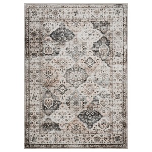 Washable Rug Non Slip Traditional Distressed Floor Carpet Low Pile Farmhouse Foldable Printed Rug, Non Shedding Pearl Velvet Soft Accent Rug - 1 of 4