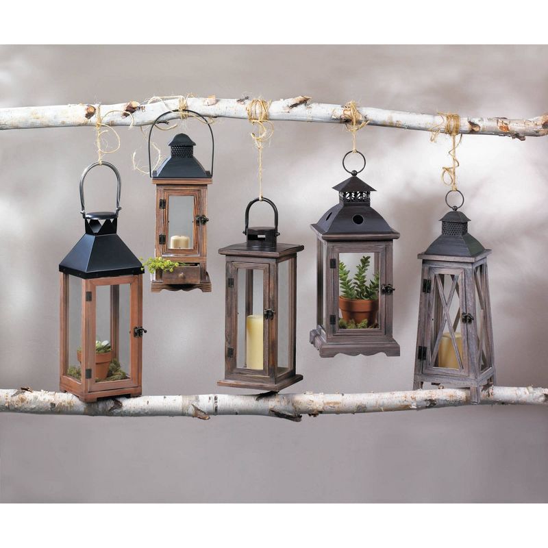 15.75&#34; Wooden Lodge Outdoor Lantern Brown - Zingz &#38; Thingz, 4 of 7
