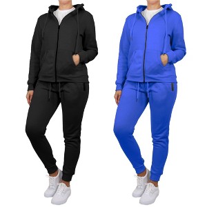 Rudoplh Women's Loose Fit Fleece-Lined Full Zip Hoodie & Jogger 2-Piece Set-2 Pack - 1 of 2