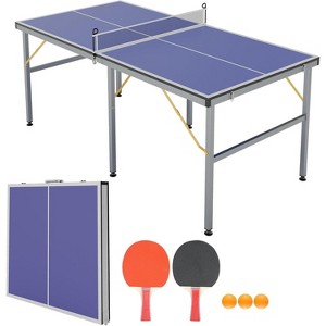 Portable Ping Pong Table,6FT Professional In/Outdoor Table Tennis Tables Game with Net for Adults/Teens,2 Tennis Paddles and 3 Balls- Quick Assembly - 1 of 4