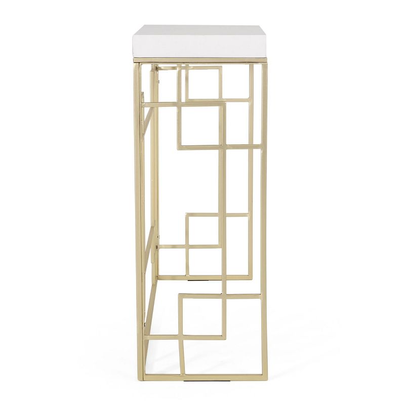 Depue Modern Glam Geometric Console Table Gold/White - Christopher Knight Home, 5 of 12