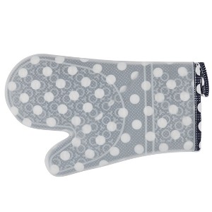 PiccoCasa Kitchen Utensils Dot Pattern Heat Resistant Silicone Cotton Blends Pot Holders 11.4"x7.5"x 0.6" White Black 1 Pc - 1 of 4