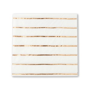 Daydream Society - Rose Gold Frenchie Striped Large Napkins - Pack of 16 Paper Napkins - 1 of 2