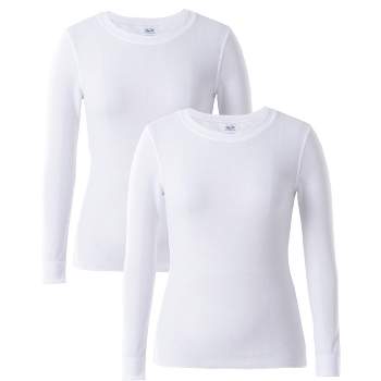 Tops Inner Fleece for Autumn Winter Warm Long Sleeve Thermal Shirt Thermal  Shirt Functional Underwear Top Cotton Basic Long Sleeve Top Women's  Pullover V Neck Warm Underwear Long, White-4, XL : 