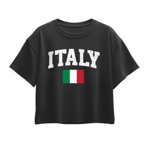 Girls' - Instant Message - Italy Flag Short Sleeve Boxy Graphic T-Shirt - 1 of 4