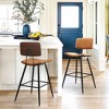 Arceso Bentwood Counter Height Bar Stool Set of 2, PU Leather Upholstered Barstools with Back, 24.5 Inch - 2 of 4
