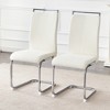 Gulches Set of 2 Cream Textured Velvet Dining Chairs - 39.3" High Ergonomic Backrest, Sturdy Silver Metal Frame, 250LBS Capacity - 3 of 4