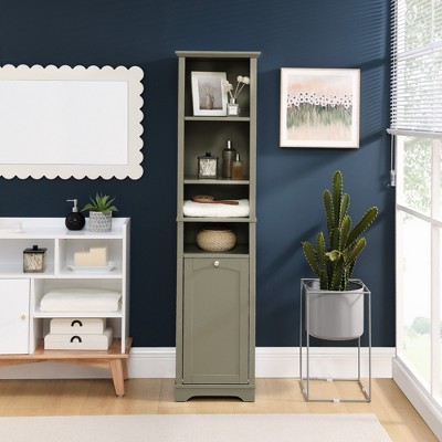 VYNXARIA 64" Tall Bathroom Storage Cabinet for Small Space, Floor Standing Cabinet, Hidden Clothes Storage Space, Gray