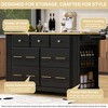 Rbied Kitchen Island with 6 Drawers, Pull Out Trash Can Storage, Rolling Kitchen Island on 5 Wheels with Drop Leaf, 5 Open Side Racks - 4 of 4