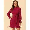 Allegra K Women's Elegant Ruffle Crew Neck Formal Elegant Mini Floral Lace Dress - 2 of 4