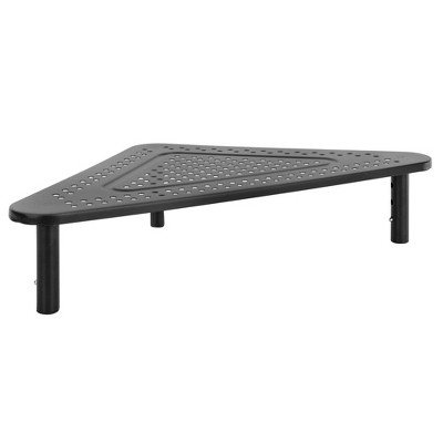 Mount-It! Corner Monitor Stand | Adjustable Height Corner Desk Shelf | Triangle Screen Riser, Ergonomic Space Saving Design, Ventilated | Black