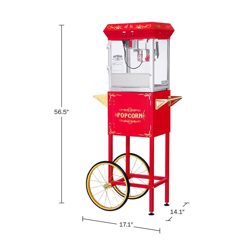 Great Northern Popcorn 6 oz. Foundation Popcorn Machine with Cart - Red, 5 of 9