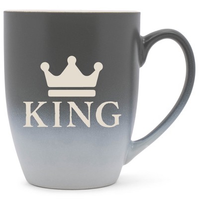 100 North Crown Royalty 10 Ounce Gray and White Two Toned Ombre, Comfortably Fits Your Hands, Ceramic Tea Coffee Cup Mug, King