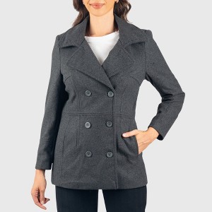 Alpine Swiss Emma Women's Wool Peacoat – Double-Breasted 3/4 Length Overcoat, Stylish & Warm Blazer for Fall & Winter - 1 of 4