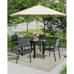 4-Piece Outdoor Dining Chair Set - Stackable Aluminum Patio Chairs with Armrests, 300LB Capacity Wide Seats for Garden Backyard Balcony - 1 of 4
