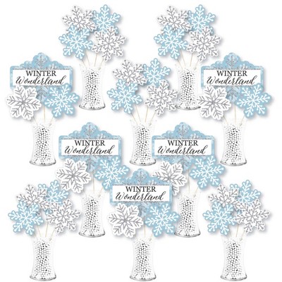 Big Dot of Happiness Winter Wonderland - Snowflake Holiday Party and Winter Wedding Centerpiece Sticks - Showstopper Table Toppers - 35 Pieces