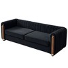 84" Modern Velvet Sofa with Gold Legs & Spring Cushions - 3 of 4