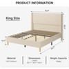 King Size Corduroy Upholstered Bed Frame, Platform Bed with Vertical Stripe Wingback Headboard, No Box Spring Needed/Wooden Slats/Noise Free/Beige - 2 of 4