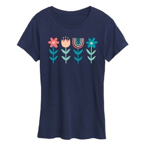 Women's - Instant Message - Scandinavian Boho Flowers Short Sleeve Graphic T-Shirt - 1 of 4