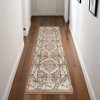 Ivory Gray And Brown Wool Geometric Hand Knotted Area Rug With Fringe - 2 of 3