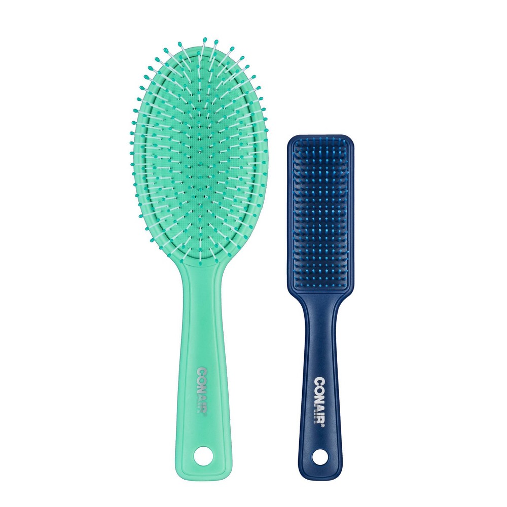 Conair Detangle & Treatment Hair Brush Set - Navy/Teal - 2pk