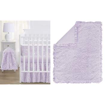 Sweet Jojo Designs Girl Crib Bedding + BreathableBaby Breathable Mesh Liner Rose Lavender Purple 6pc