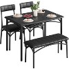 GOCAPTAIN 4 Piece Dining Table Set - Wood Table with 2 Upholstered Chairs & Bench, Space-Saving Retro Kitchen Dining Set for Apartment, Dining Room - 2 of 4