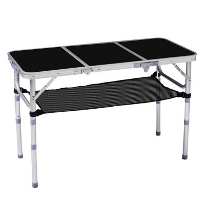 Syemin Folding Tables Adjustable 3ft Portable Pinic Table, Folding Camping Table, Foldable Lightweight Patio Side Table, Black, 35.63"*15.83"*23.63"