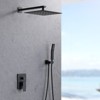 SEVOBAL Shower Faucets, Wall Mounted Dual Shower System with Rainfall and Handheld Spray for Modern Bathroom, Black, 21.06"*14.57"*6.3" - 2 of 4
