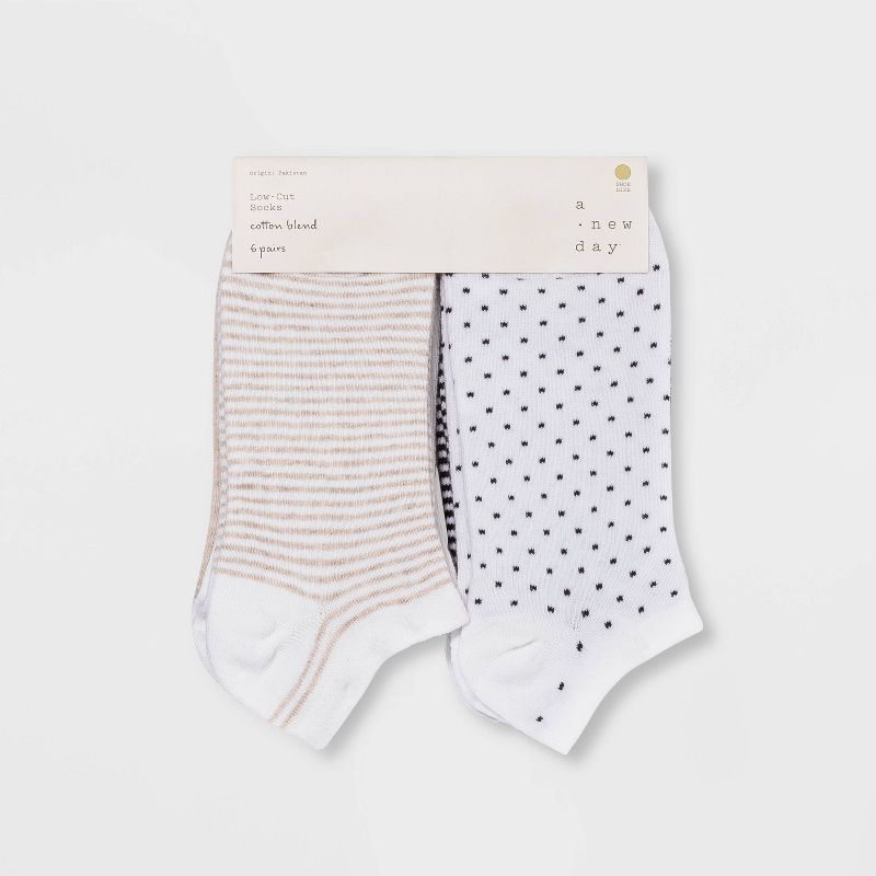 Women&#39;s Multipattern 6pk Low Cut Socks - A New Day&#8482; White 4-10, 2 of 5