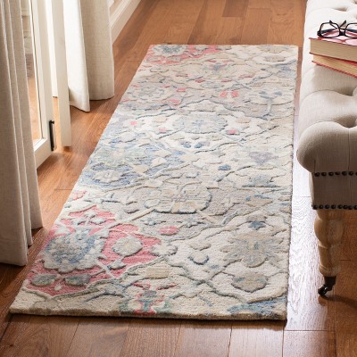 Hand-Tufted Ivory and Red Wool Runner Rug, 2'3" x 6'