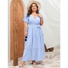 Womens Plus Size V Neck Wrap Maxi Dress High Waist Ruffle Summer Casual Dress with Belt - 3 of 4