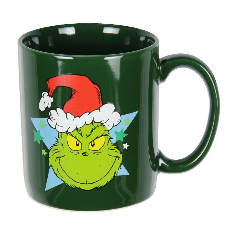 Dr. Seuss The Grinch Face Holiday Coffee Mug Cup 16 Oz Green, 1 of 5