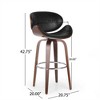 SKRAN 30" Modern Upholstered Swivel Barstool, Faux Leather Metal Counter Height Bar Stools for Kitchen,Home Bar and patio, Black(20"D×20.75"W×42.75"H) - 3 of 4