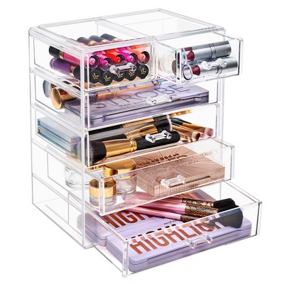 Casafield Cosmetic Makeup Organizer & Jewelry Storage Display Case, Clear  Acrylic Stackable Storage Drawer Set