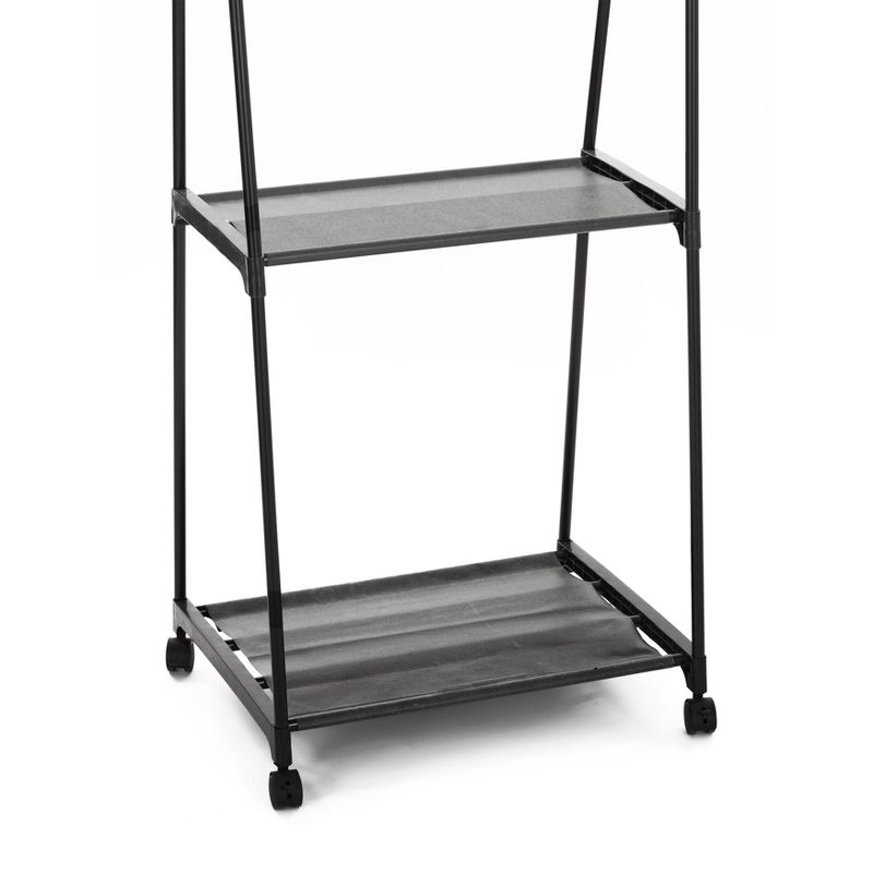 The Lakeside Collection Rolling Garment Rack with Shelving - Portable Storage Rack, 3 of 9