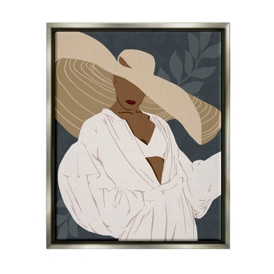Stupell Industries Boho Sun Hat Botanical LeafFloater Canvas Wall Art